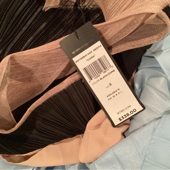 NWT $338 BCBG MAXAZRIA Black Modest ELEGANT DRESS Lace Pleated S 4/6 Ciara - Picture 7 of 8